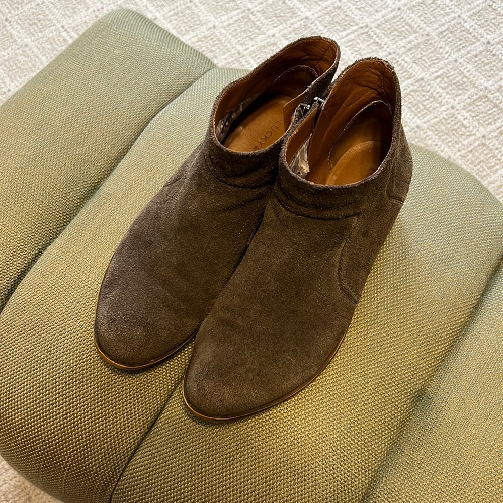 Brown suede booties